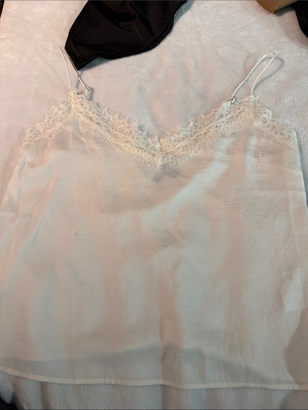 Banana Republic Ivory Lace-Trim Satin Cami